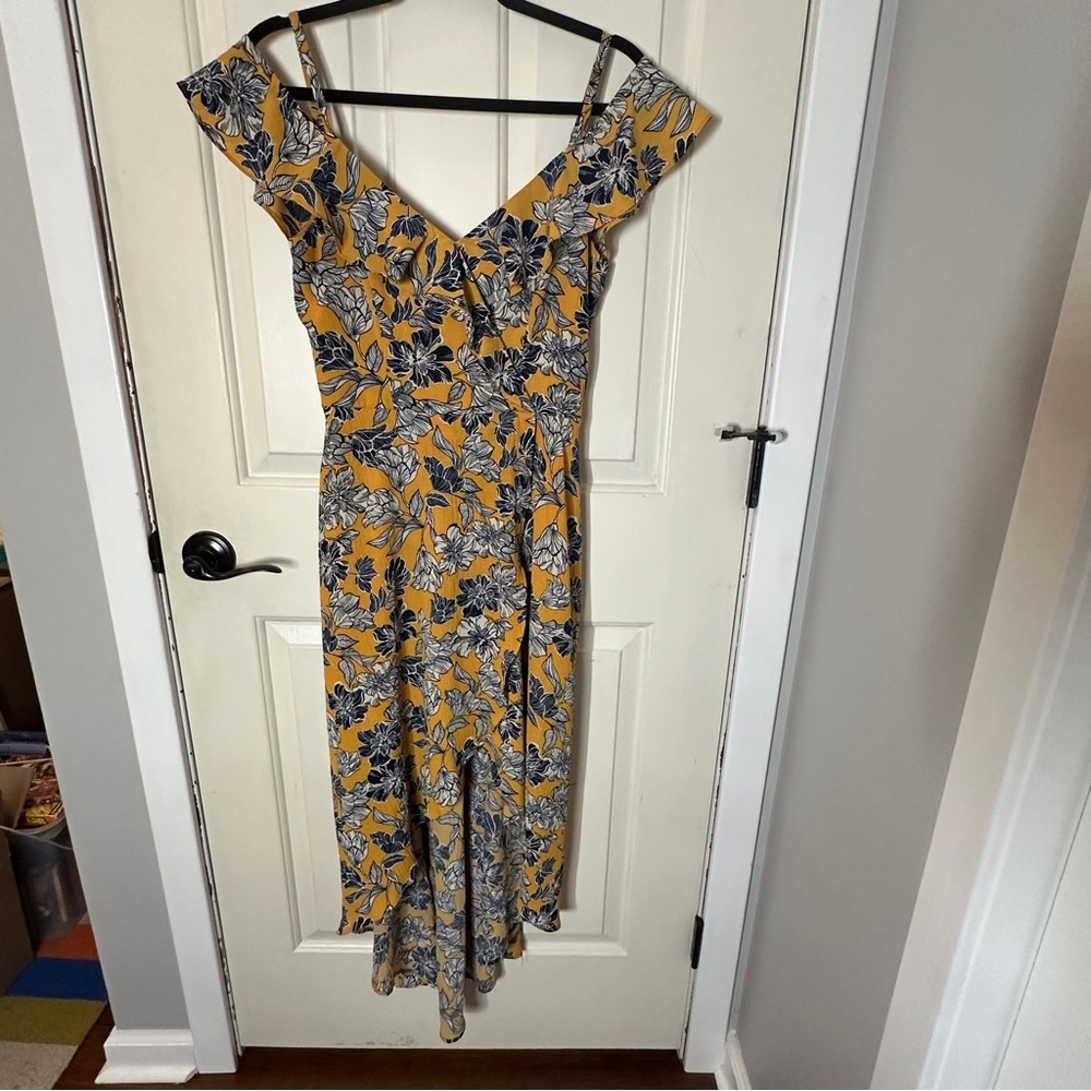 Floral Yellow and Blue Women's Dress
